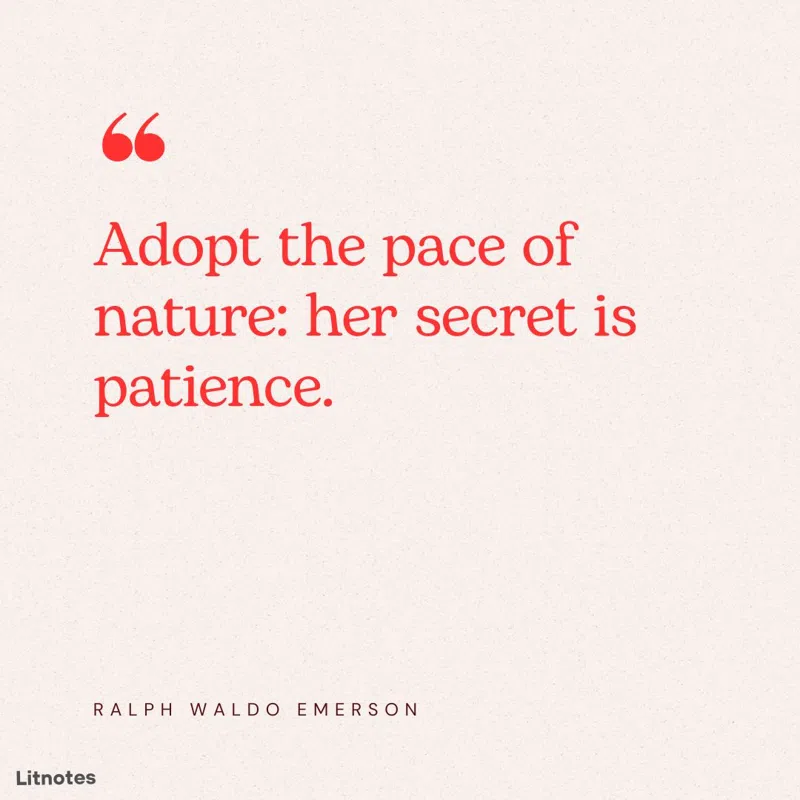 Adopt the pace of nature: her secret is patience.